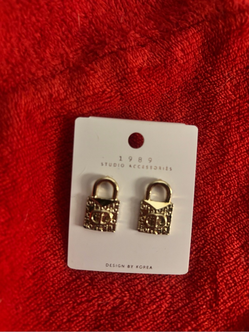 Gold Padlock Stud Earrings